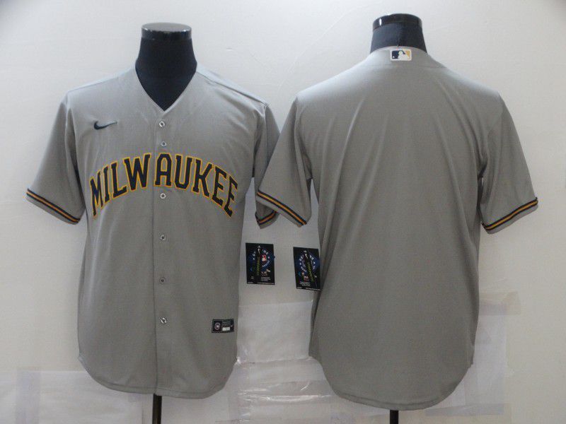Men Milwaukee Brewers Blank Grey Game Nike MLB Jerseys->milwaukee brewers->MLB Jersey